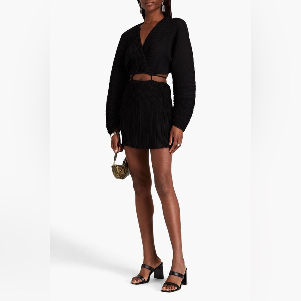 GOOD AMERICAN Cutout plissé-crepe mini dress